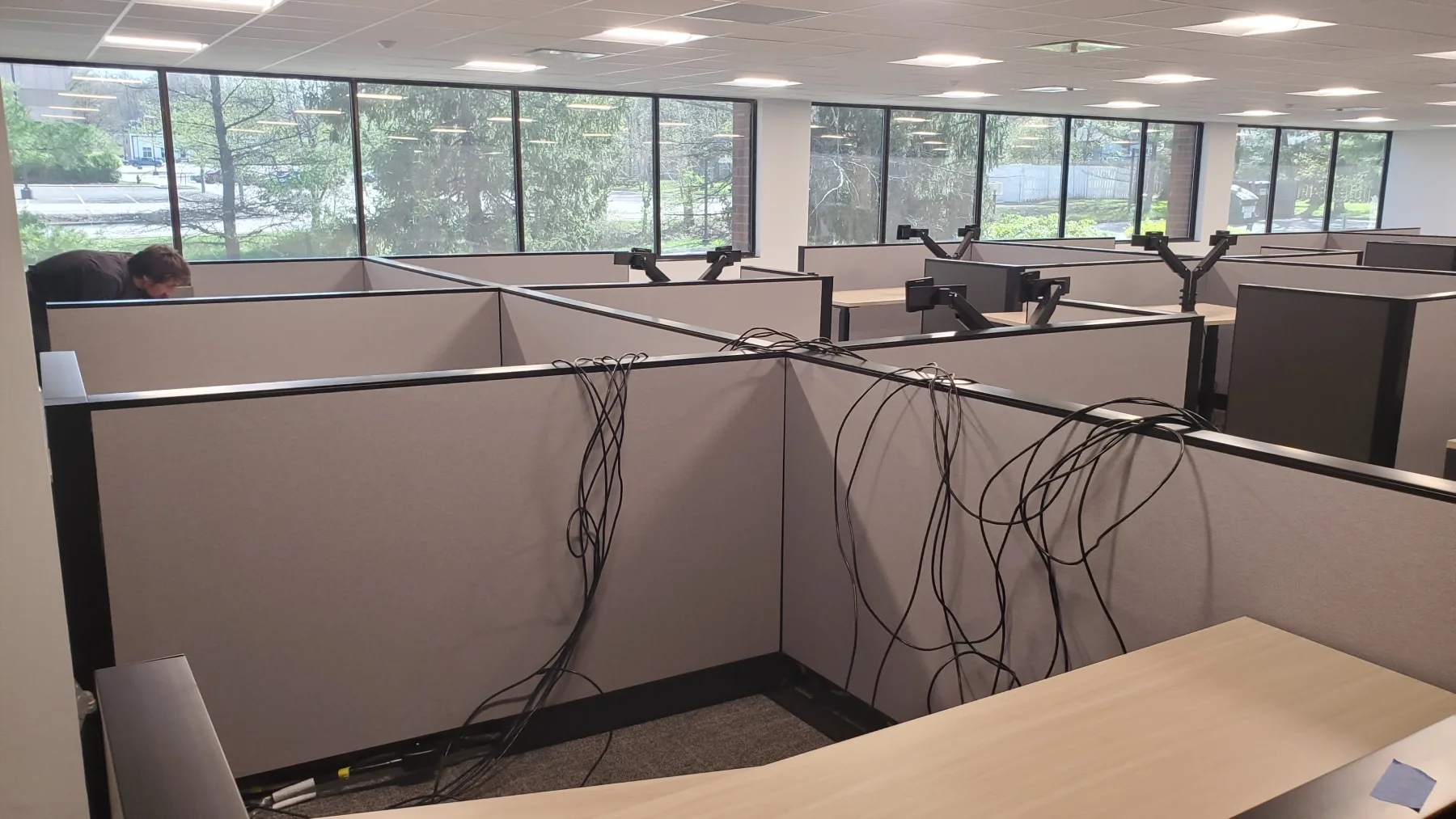 Low-voltage cabling pathway work for a commercial LED wall installation