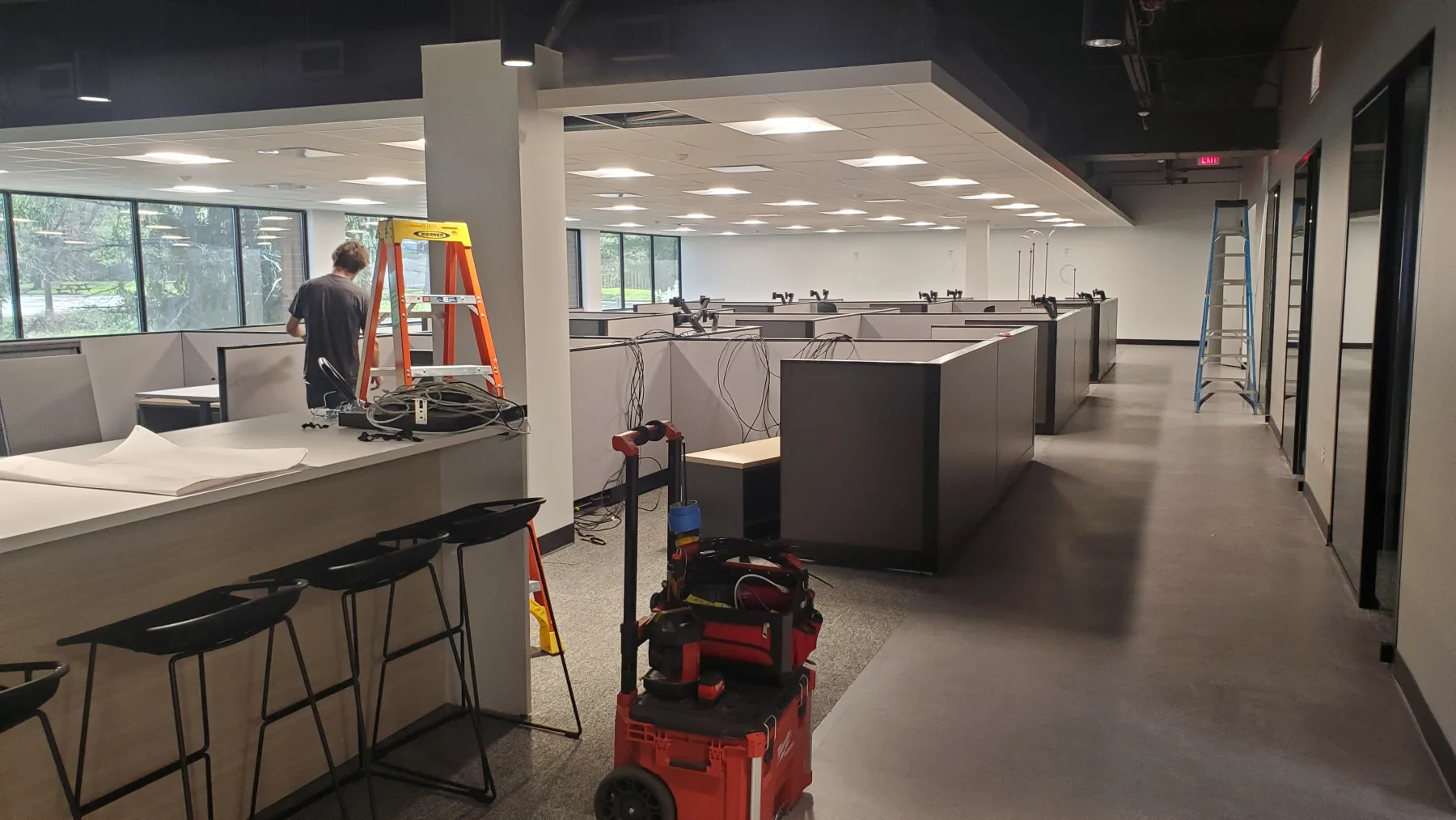 LED wall installation planning with tools, cabling, and room access being checked